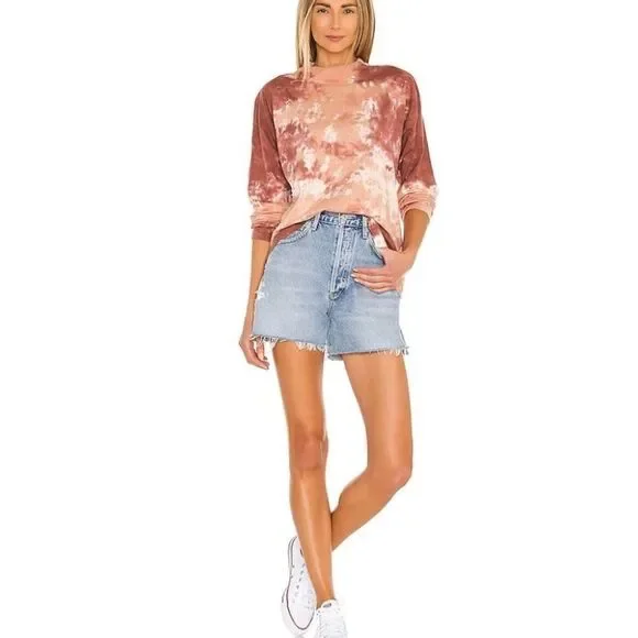 Free People Tie-Dye Long Sleeve Top in Pink and Cream - Picture 5 of 13